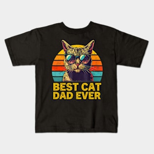 Retro Best Cat Dad Ever Shirt Funny Cat Dad Men Fathers Day Kids T-Shirt